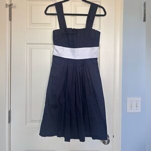 Vera Wang Lavender Label Navy Blue Dress with White Sash